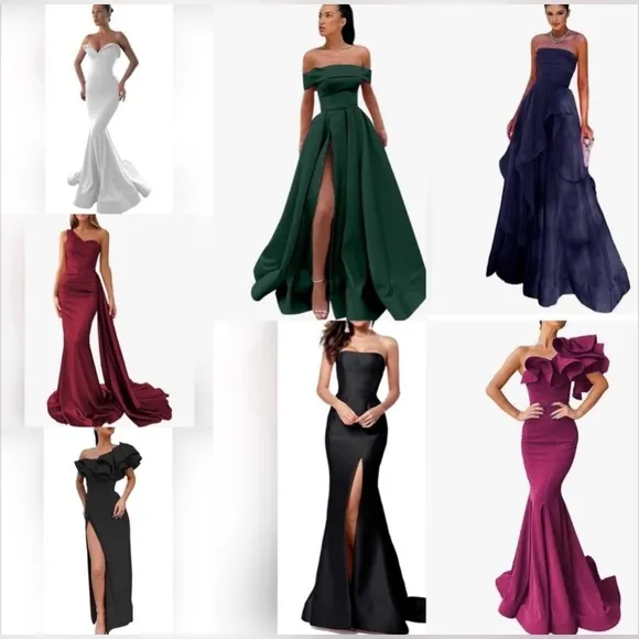 New Elegant Green Strapless Evening Gown