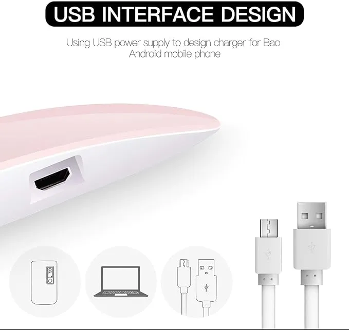 New GreenLife 6W LED UV Nail Lamp USB Nail Dryer with Handy Mini Size Mouse Shape for all Gel Polish Shape for Gel Based Polishes Manicure/Pedicure 2 Timing Setting 45s/60s(Pink)