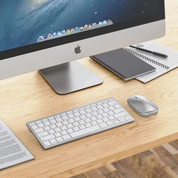 New OMOTON Bluetooth Keyboard and Mouse for iPad and iPhone (iPadOS 13 / iOS 13 and Above), Compatible with New iPad 8th 2020 /10.2, iPad Pro 12.9/11.0, iPad Mini 5, and Other Bluetooth Enabled Devices (Sliver)