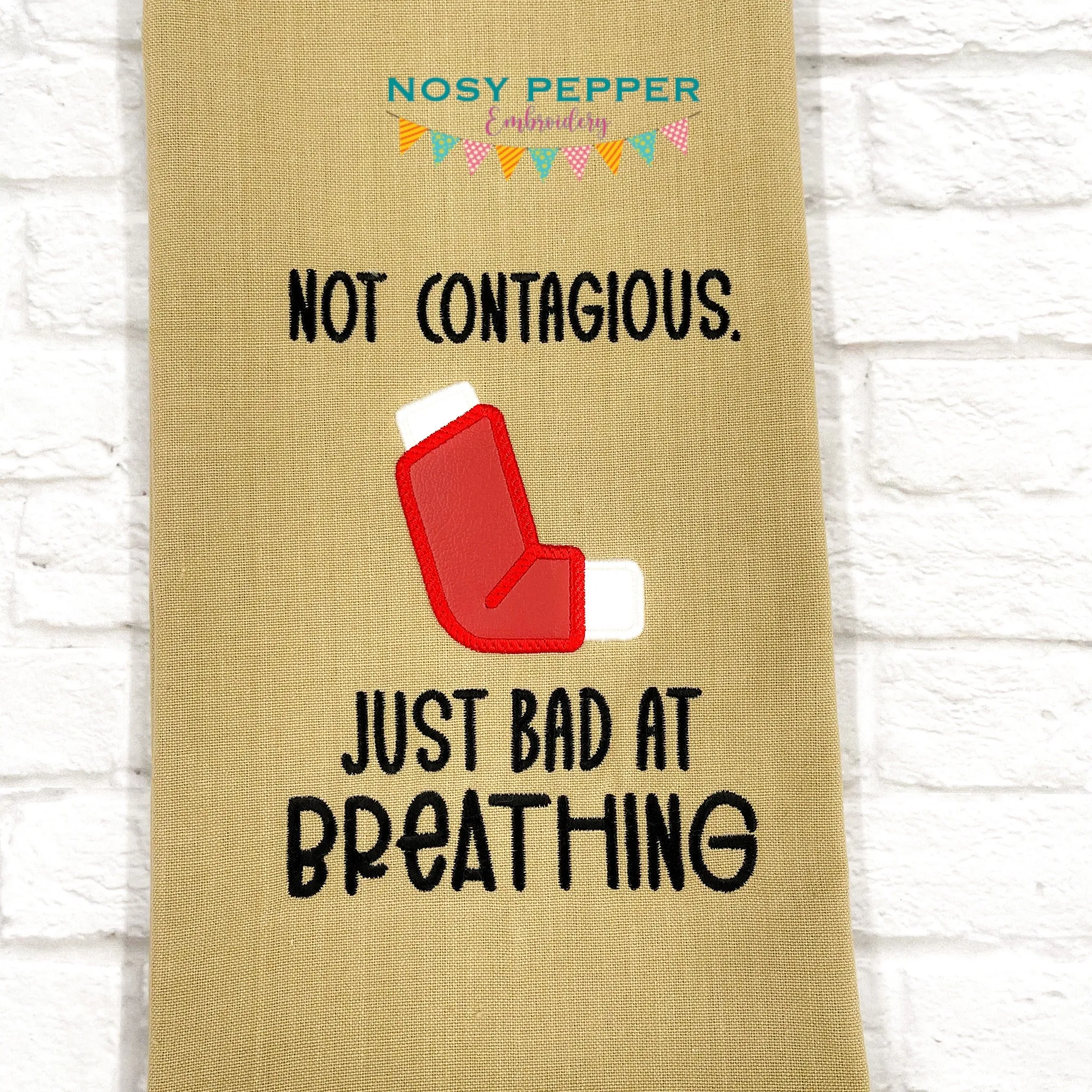 Not Contagious Applique machine embroidery design (4 sizes included) DIGITAL DOWNLOAD