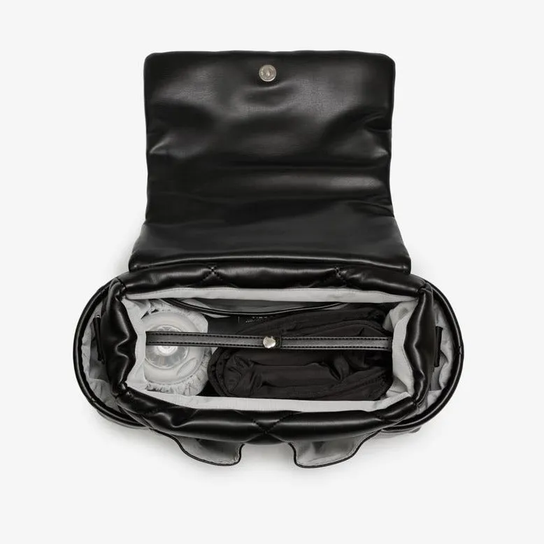 Nova Cross-Body Quilted Baby Bag with Mat (Black)
