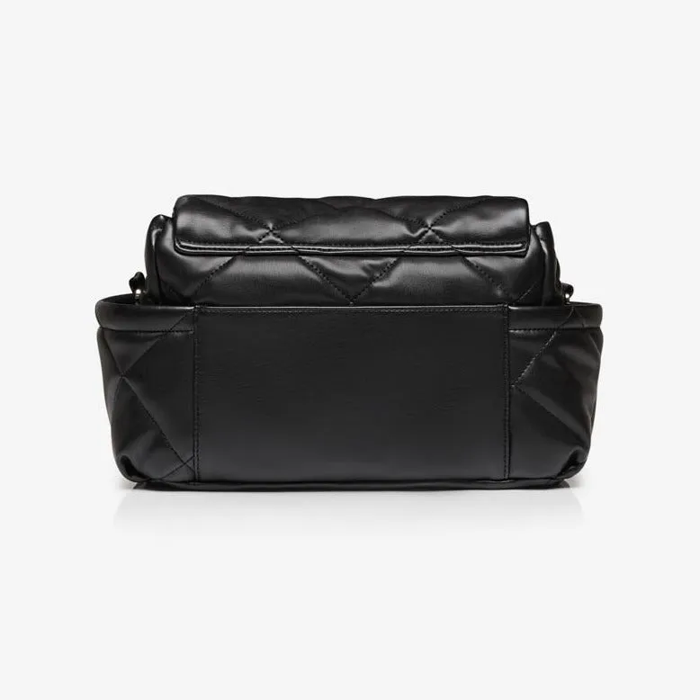 Nova Cross-Body Quilted Baby Bag with Mat (Black)