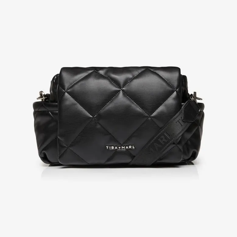 Nova Cross-Body Quilted Baby Bag with Mat (Black)