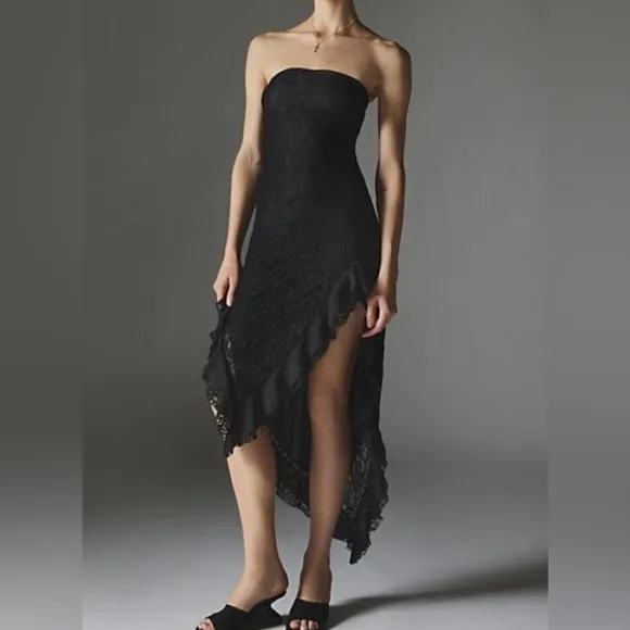 NWOT Silence   Noise strapless black lace Elegant Black Strapless Dress small