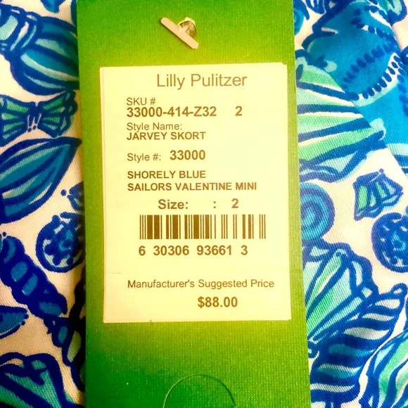 NWT $88 Lilly Pulitzer Jarvy Skort Beautiful Skort 🐚 Size 2
