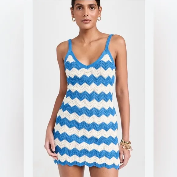 NWT Z SUPPLY Chevron Striped Chic Blue and White Knit Mini Dress
