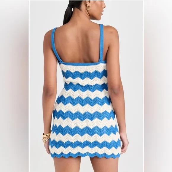 NWT Z SUPPLY Chevron Striped Chic Blue and White Knit Mini Dress