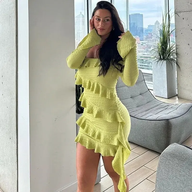 Off Shoulder Ruffled Flare Sleeve Dress - Fashion Tube Top Dress