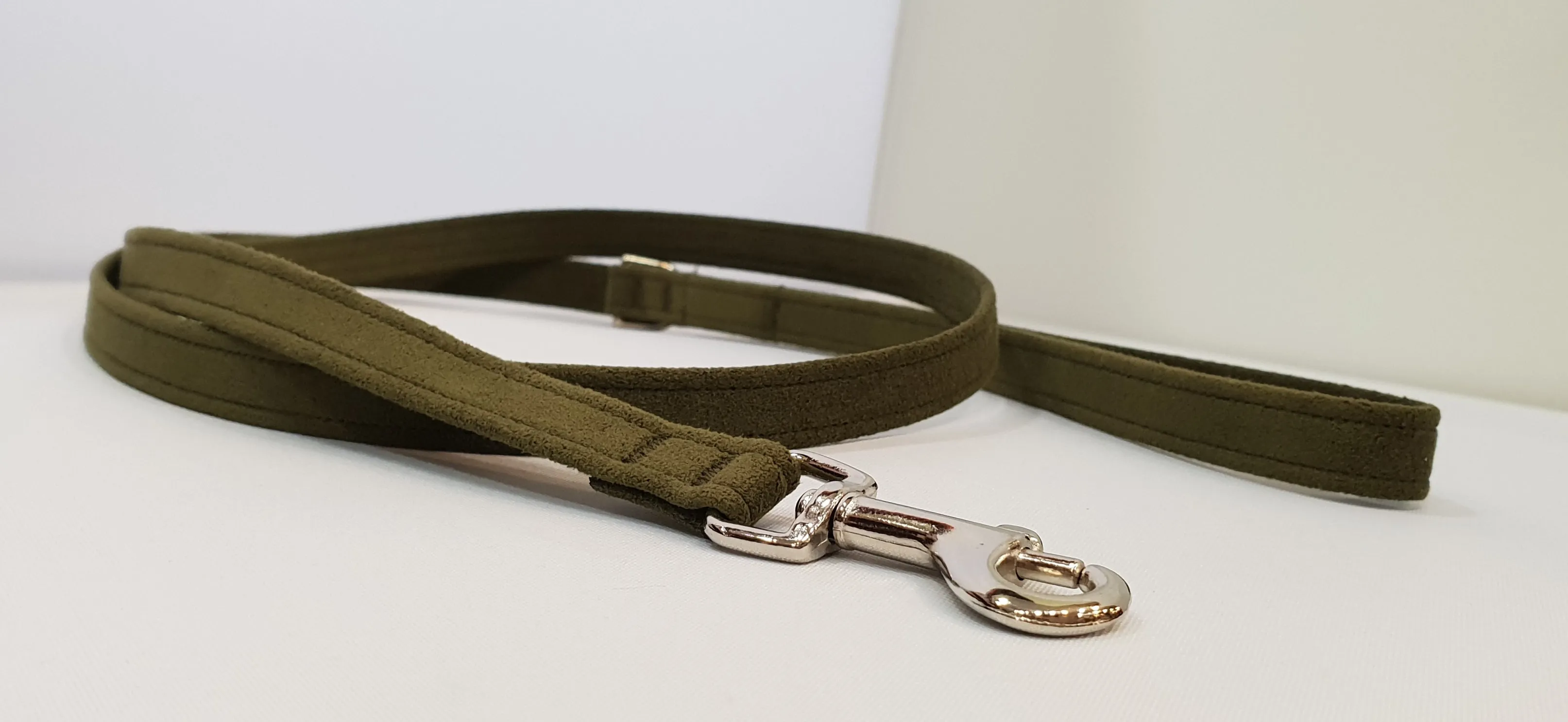 Olive Microsuede 1/2" x 4' Leash - Plain