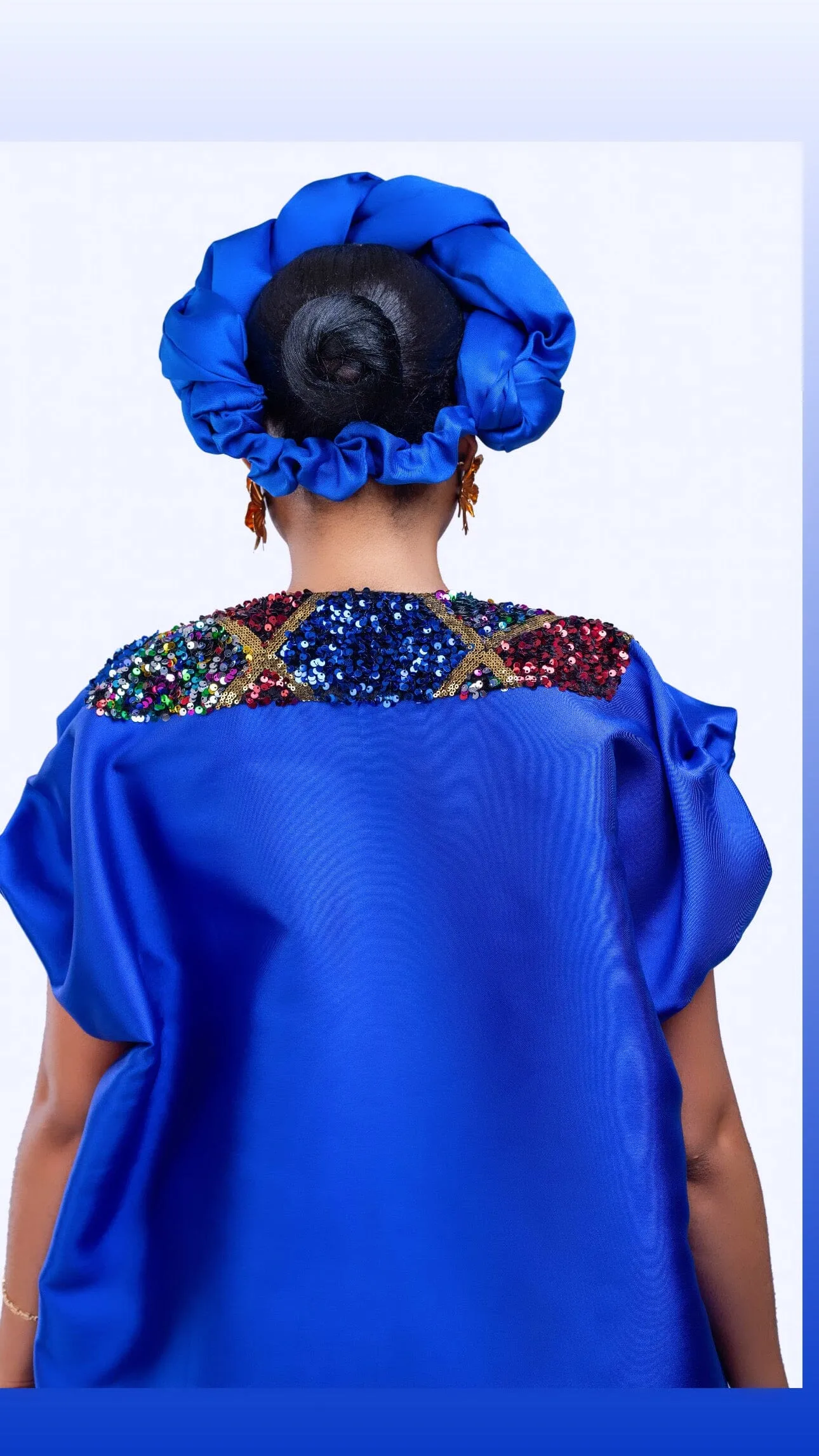 Omoge Twist Silk Cap (blue)- Women's African Cap