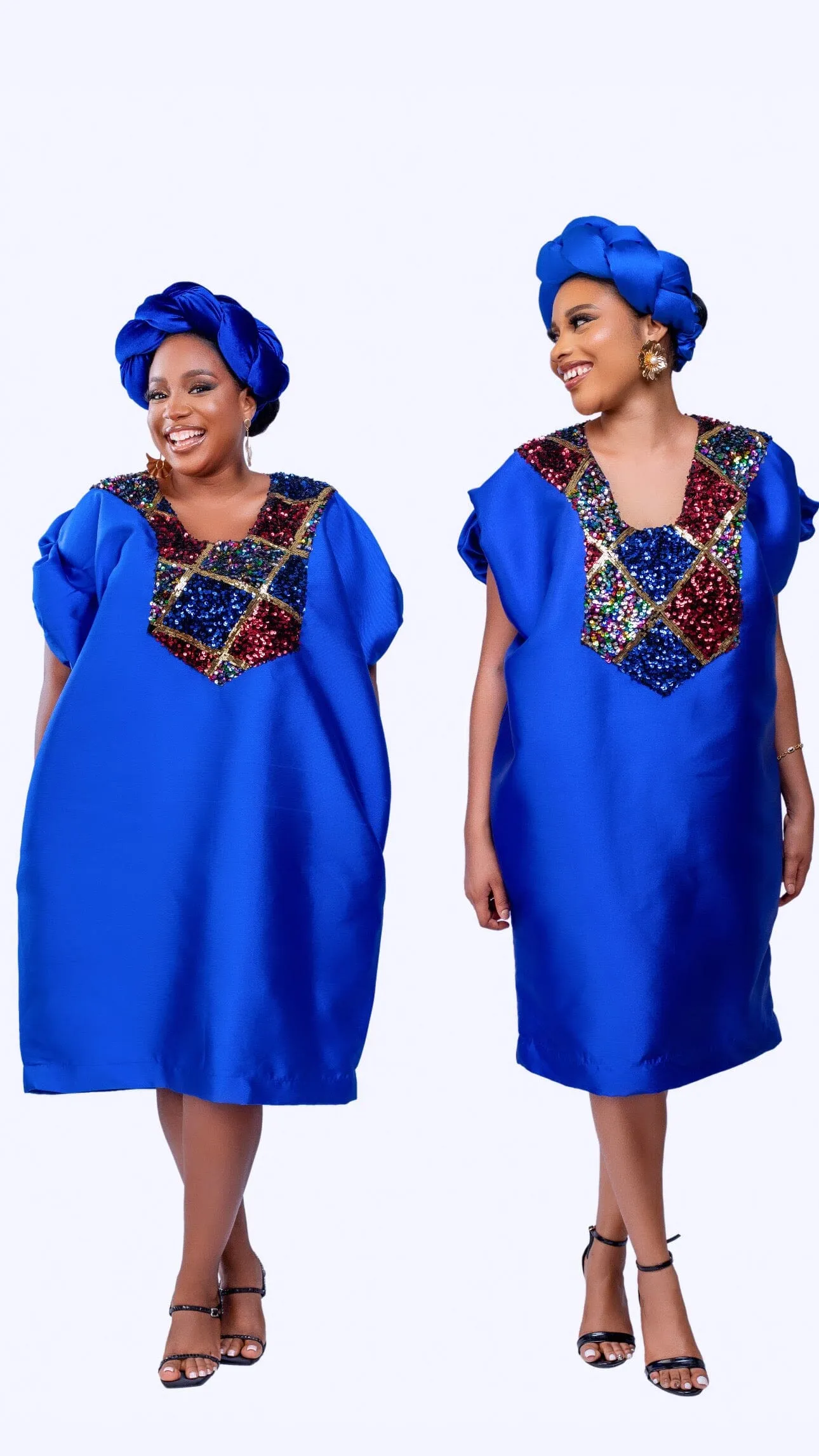 Omoge Twist Silk Cap (blue)- Women's African Cap
