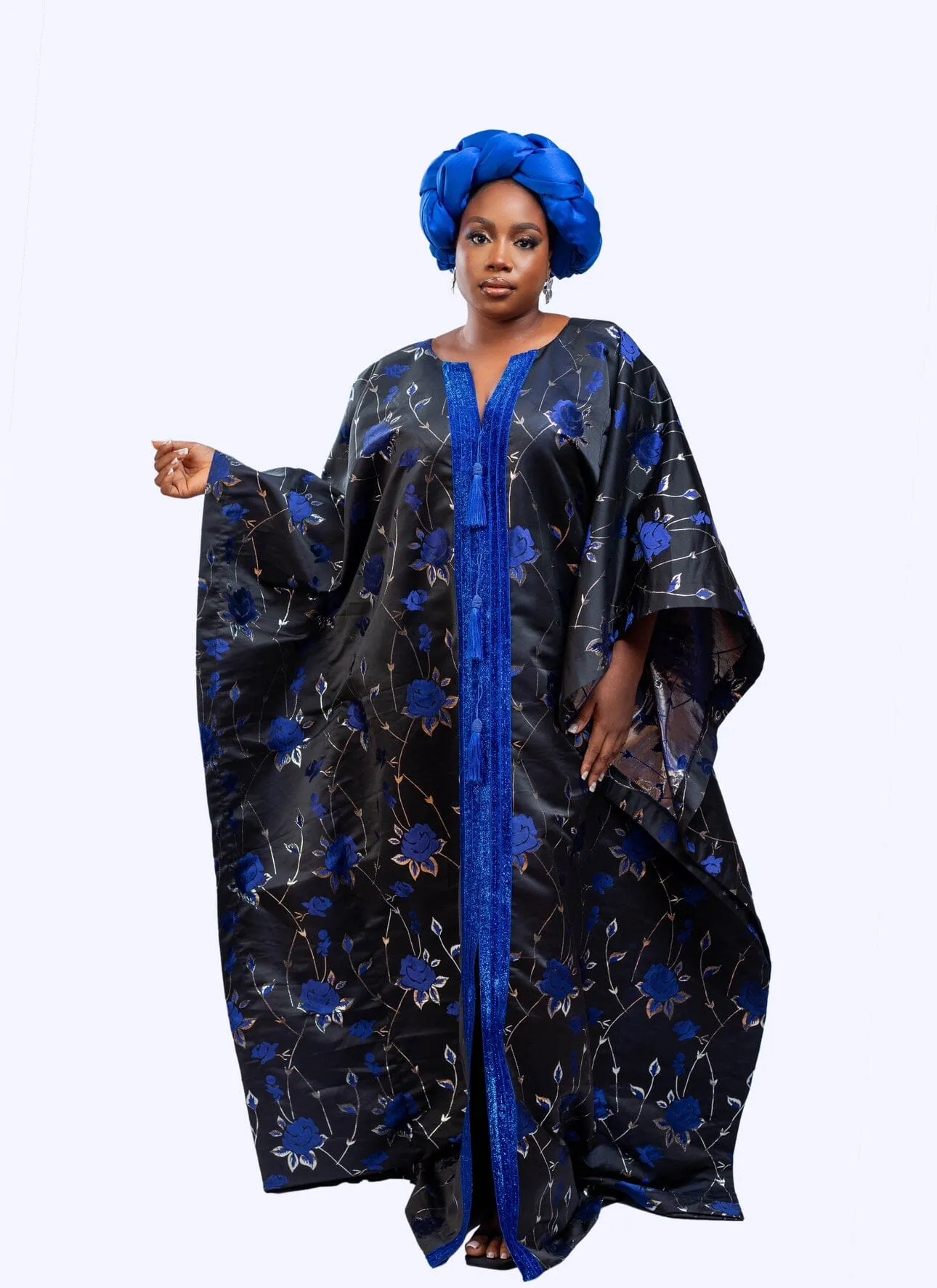 Omoge Twist Silk Cap (blue)- Women's African Cap