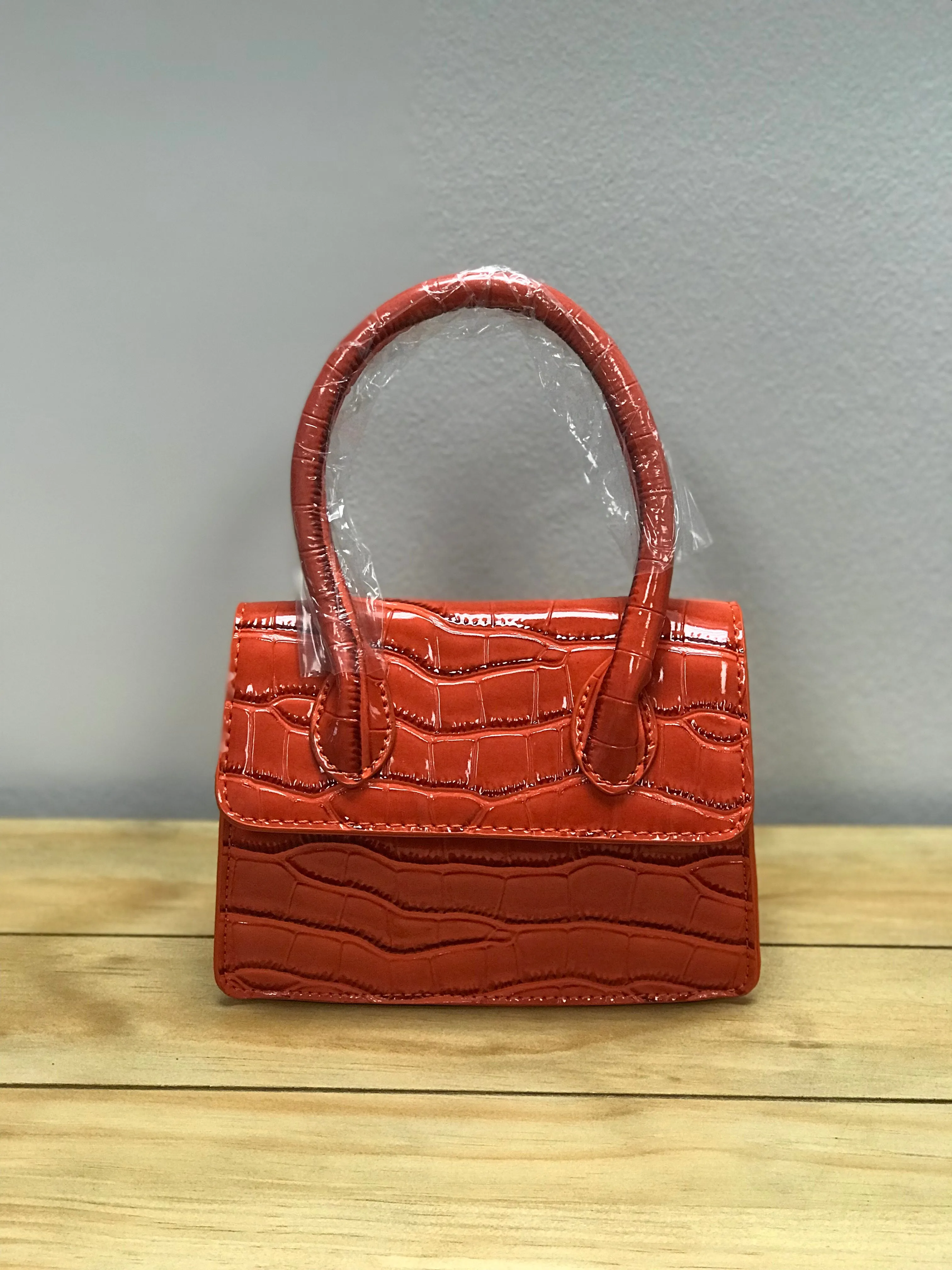 Orange Mini Crocodile Pattern Handbag
