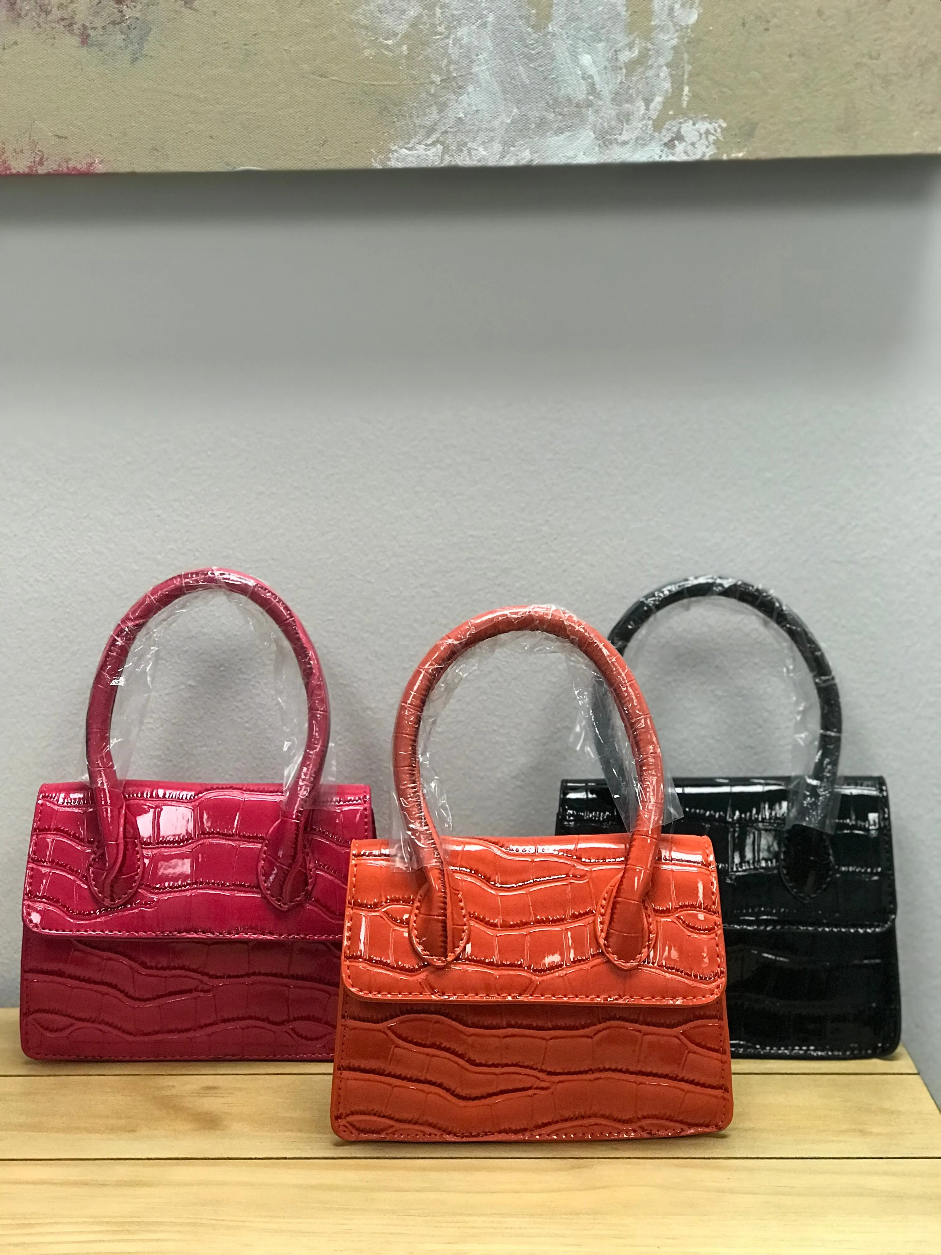 Orange Mini Crocodile Pattern Handbag