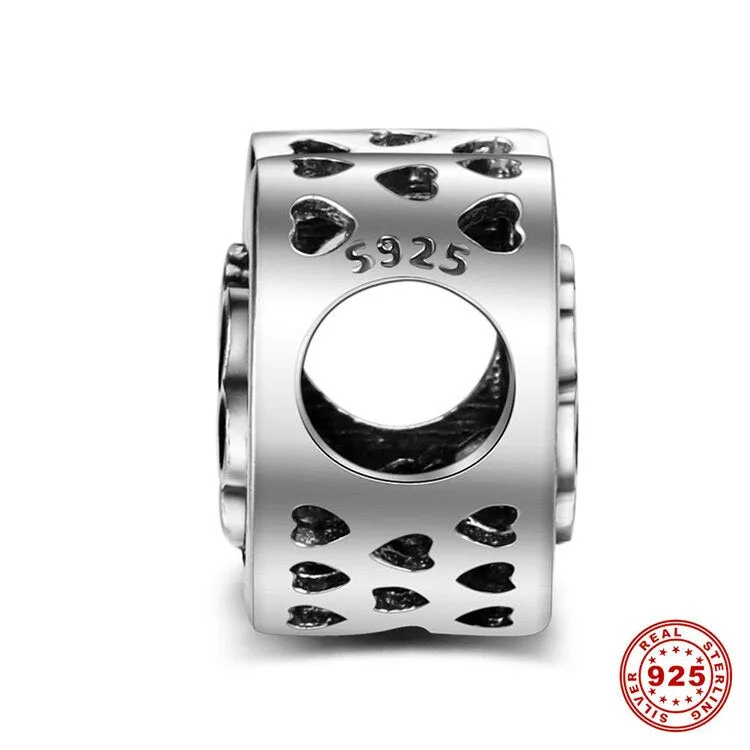 Original 925 Silver Cute Black Enamel Paw Pandora Charms Bracelet