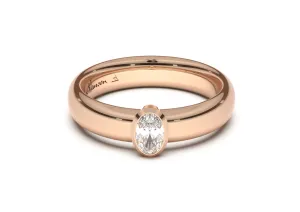 Oval Elegant Engagement Ring, Red Gold