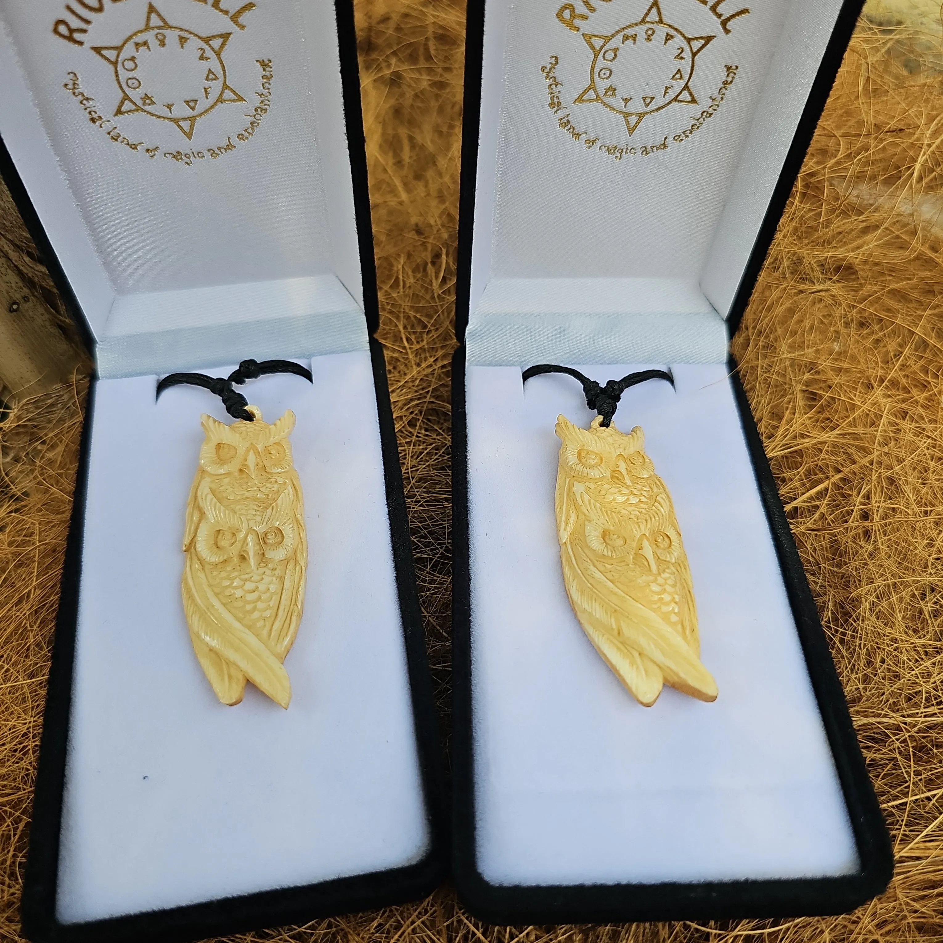 Owl Double Bone Carving