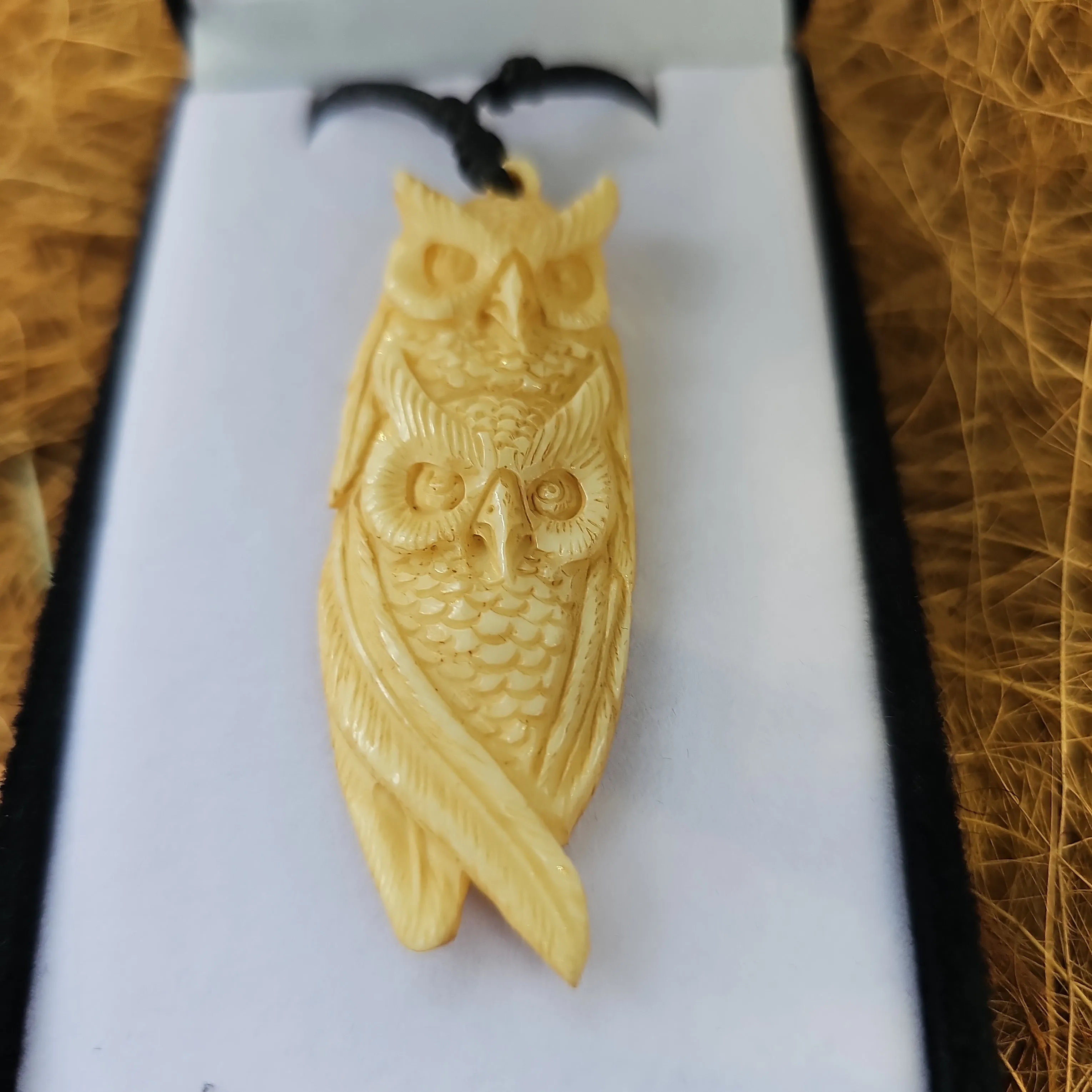 Owl Double Bone Carving