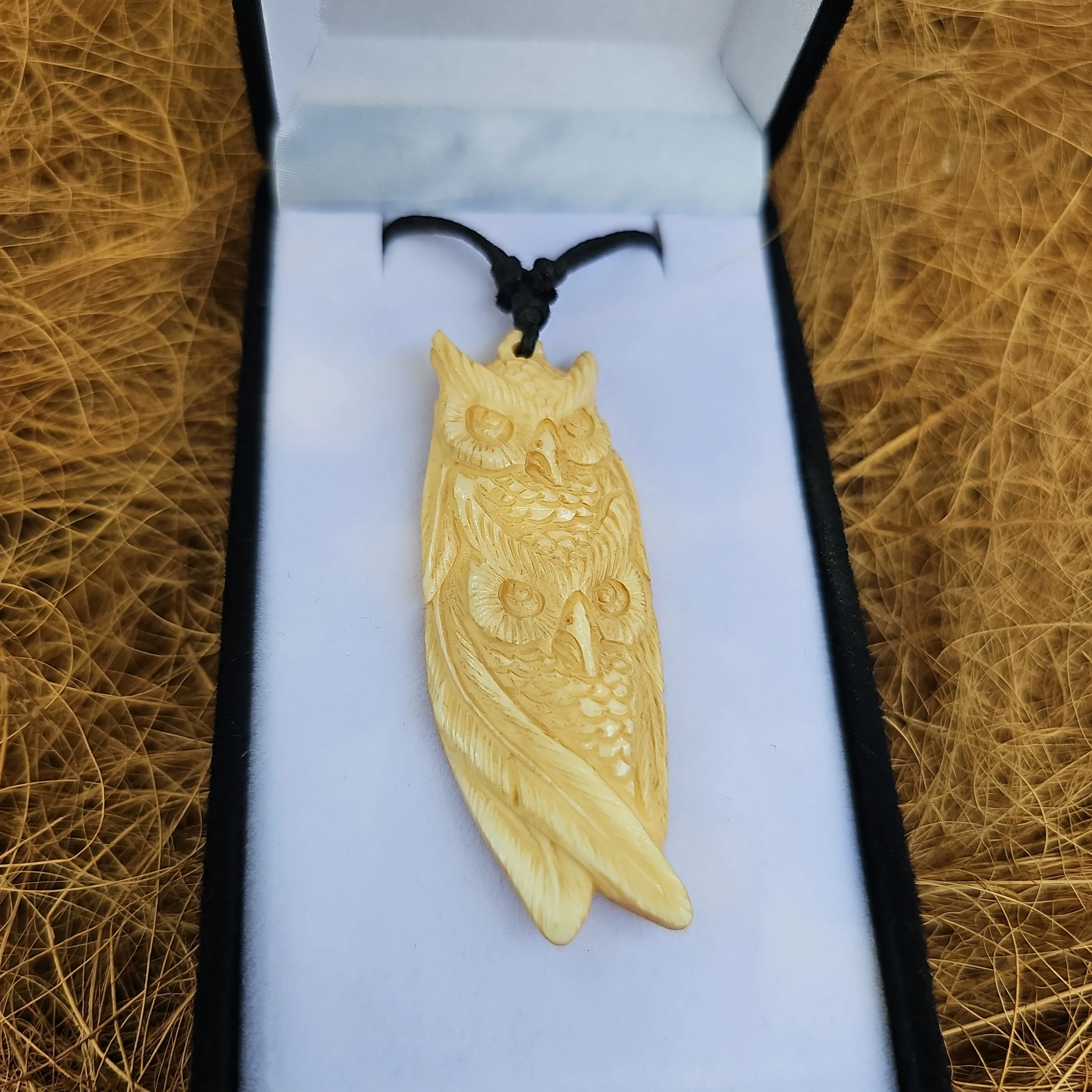 Owl Double Bone Carving