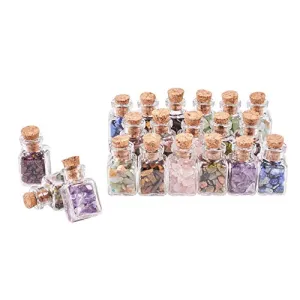 PandaHall 30 Pcs Mini Gemstone Wishing Bottles Tumbled Chip Crystal Healing Gem Reiki Wicca Stones Set for Jewelry Making Home Decoration