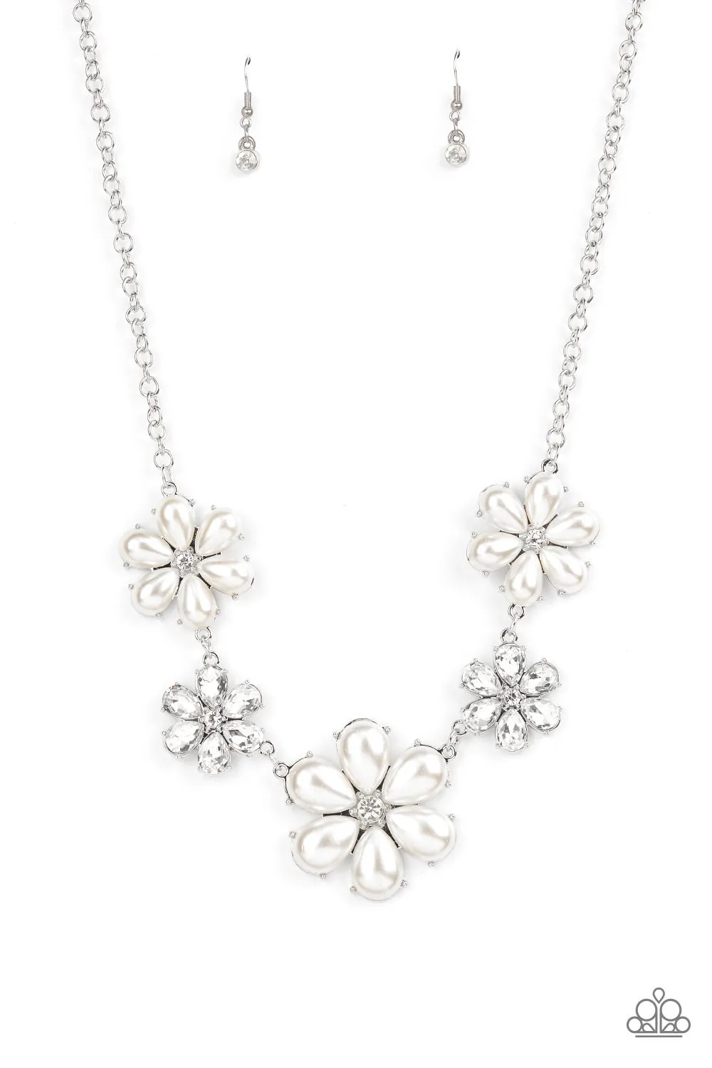 Paparazzi - Fiercely Flowering - White Necklace