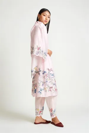 Payal Pratap   -   Rock Garden Azalea Embroidered Scarf Powder Pink