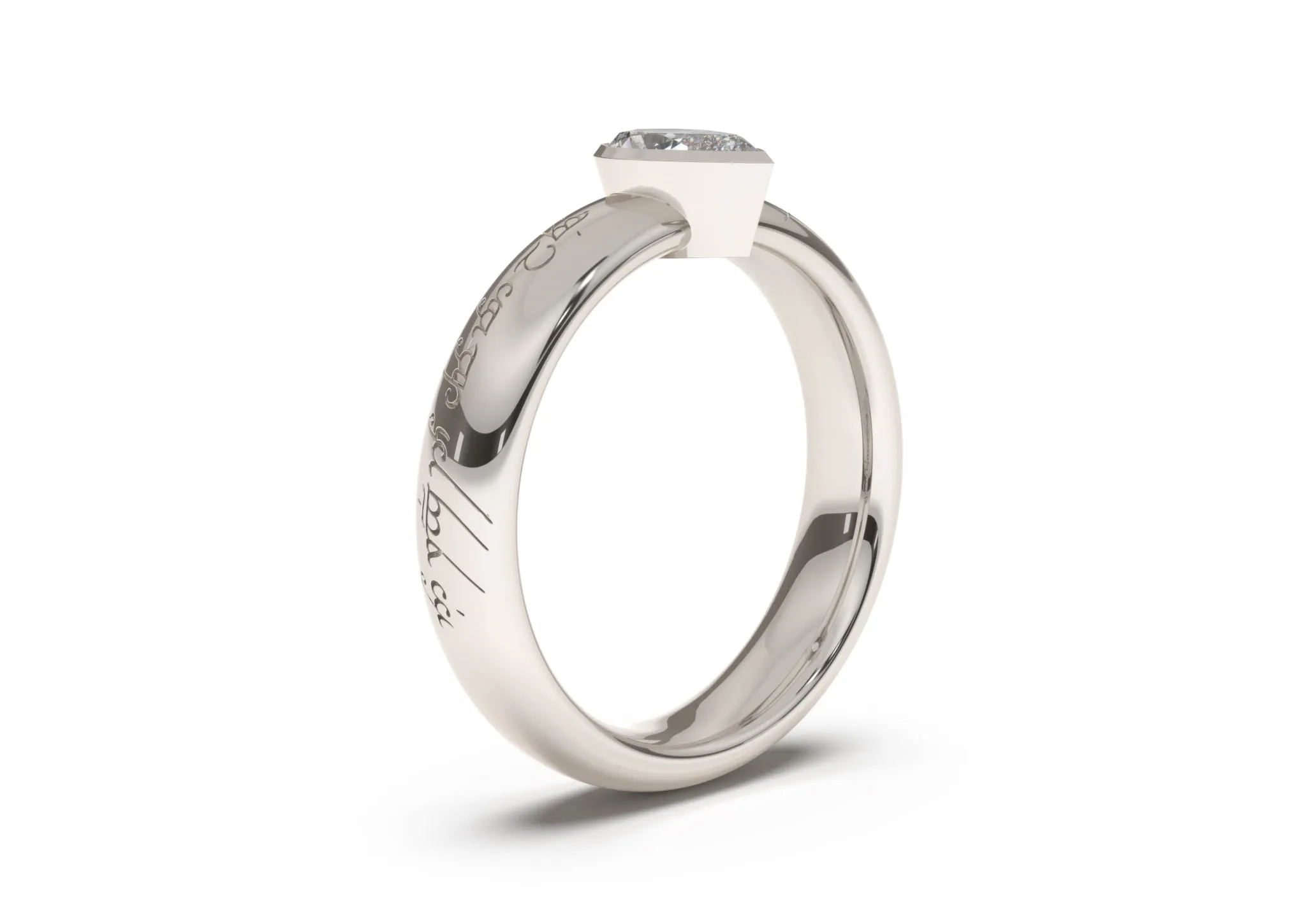 Pear Elegant Elvish Engagement Ring, White Gold & Platinum