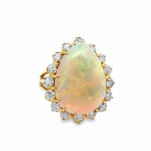 Pear Opal Ring with Diamonds