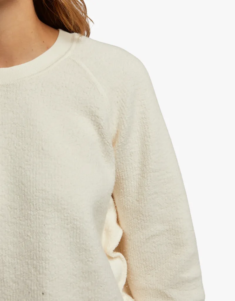 Perfect White Tee Ziggy Inside Out Fleece Shrunken Crew in Bright Ivory