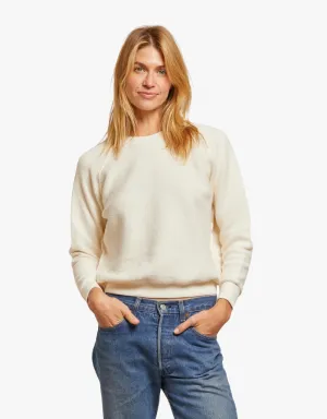 Perfect White Tee Ziggy Inside Out Fleece Shrunken Crew in Bright Ivory