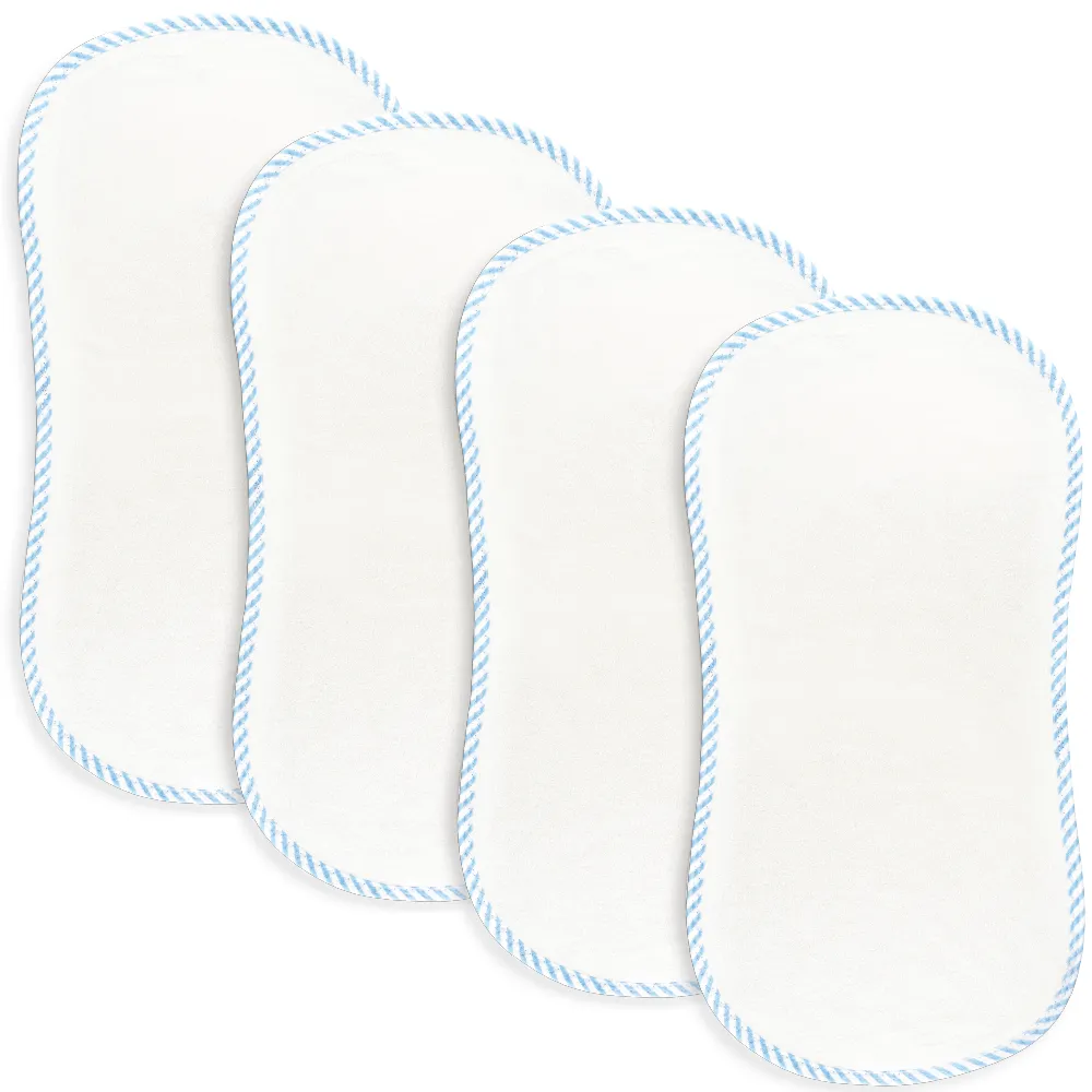 Personalized Organic Bamboo Seersucker Blue Terry Burp Cloths 4 Pack