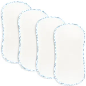 Personalized Organic Bamboo Seersucker Blue Terry Burp Cloths 4 Pack