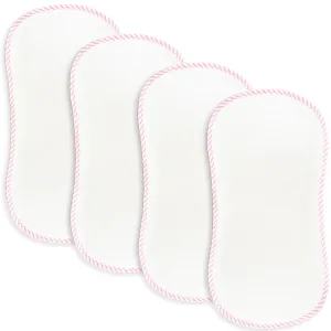 Personalized Organic Bamboo Seersucker Pink Terry Burp Cloths 4 Pack