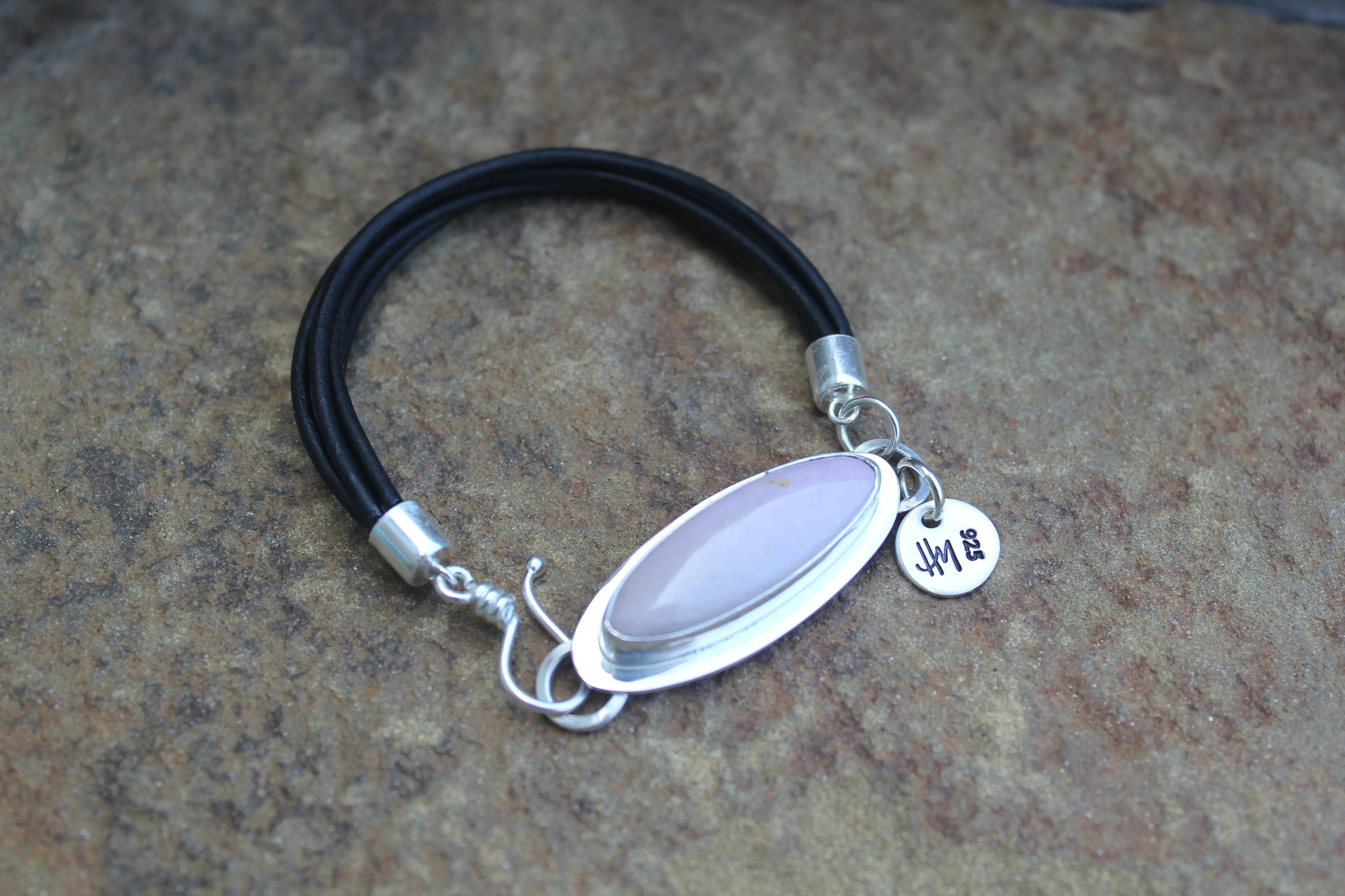 Phosphosiderite Leather Strand Bracelet