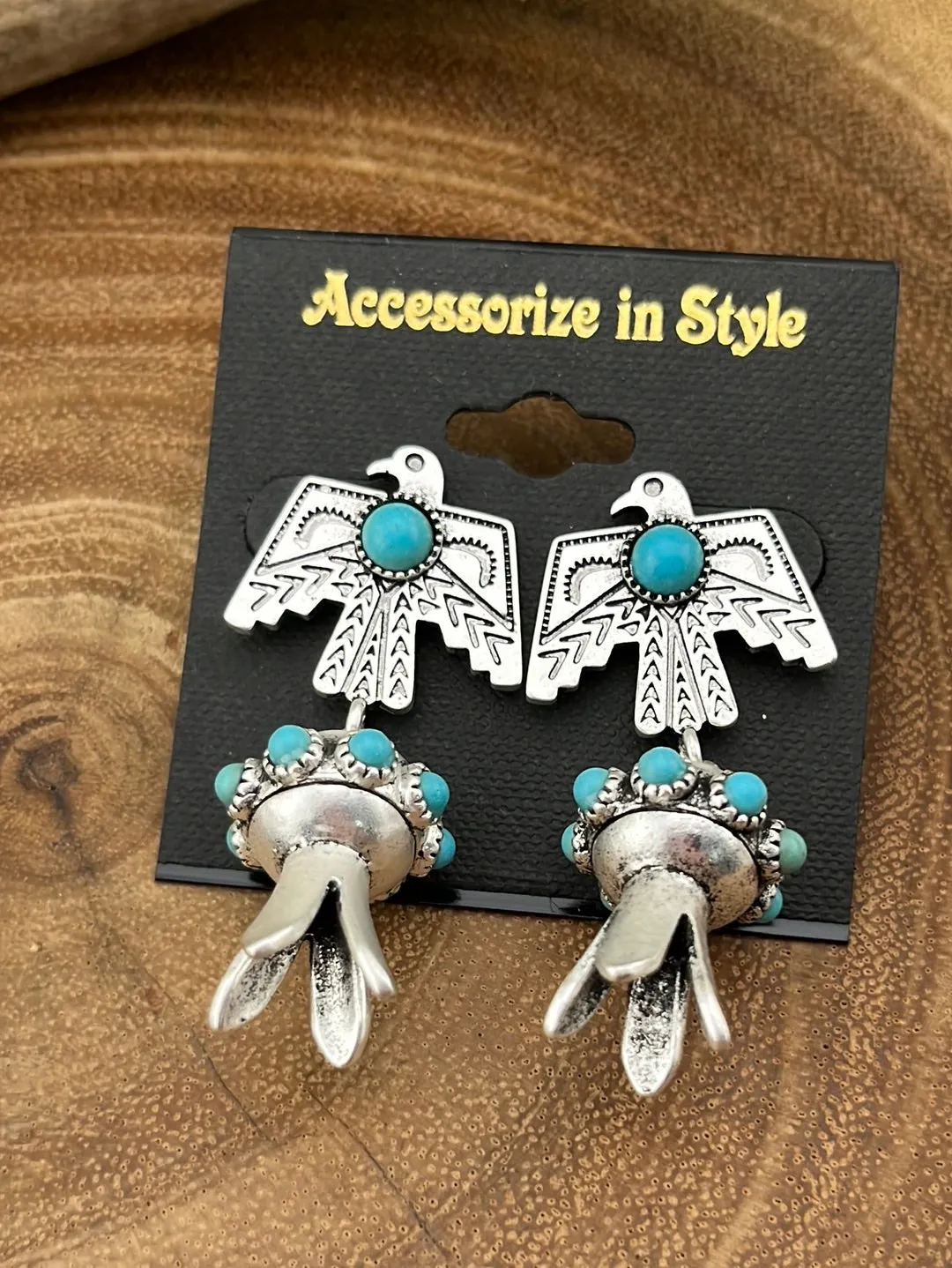 Pierce Fashion Thunderbird Post Flute Blossom Drop Earrings