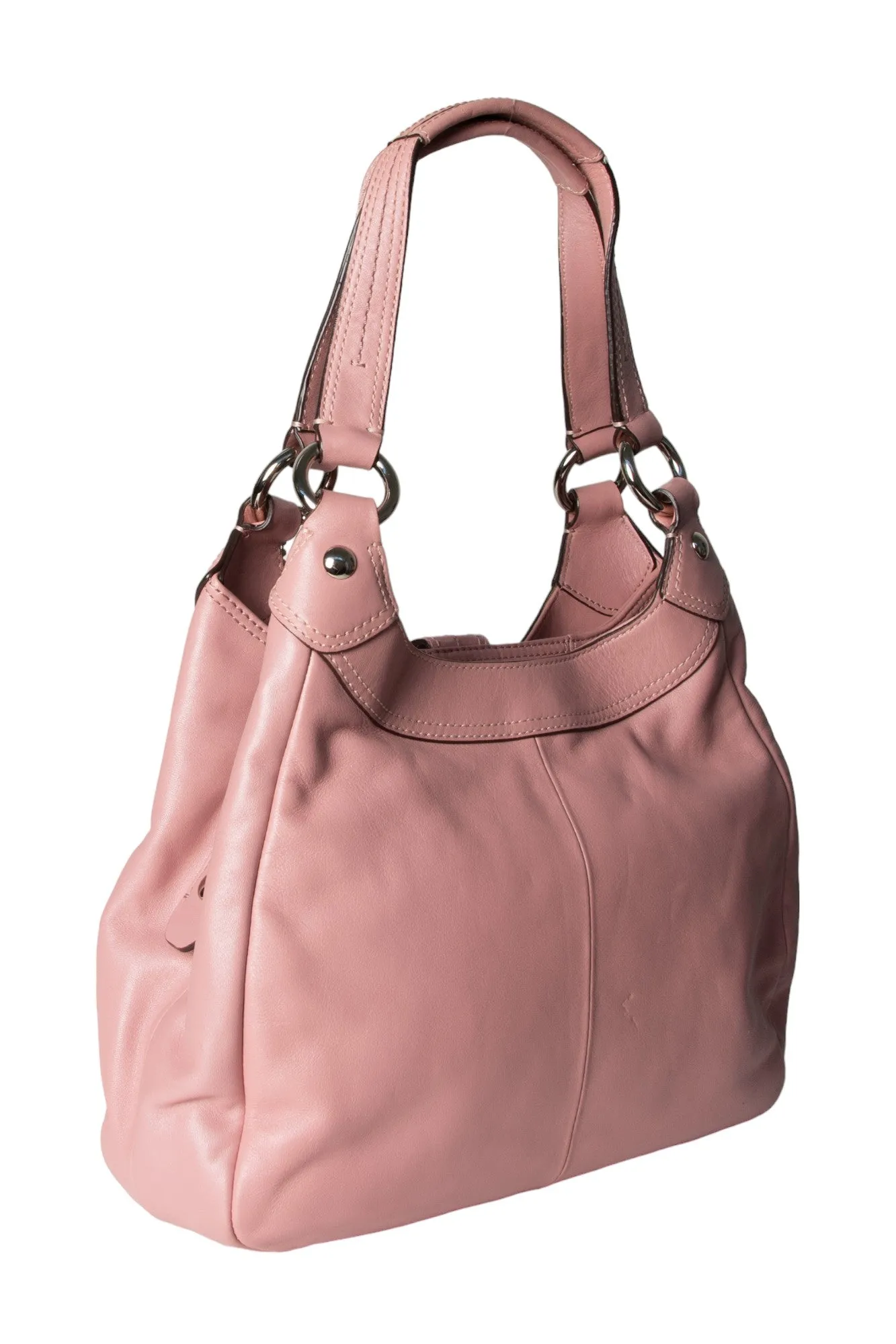 Pink Leather Hobo Bag