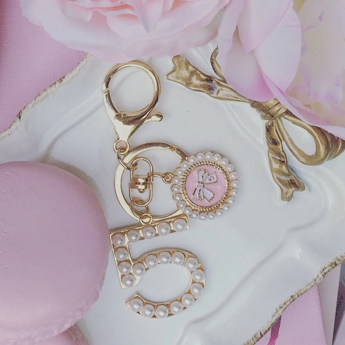 PINK NUMBER 5 KEYCHAIN