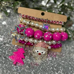 Pink Santa Bracelet Set