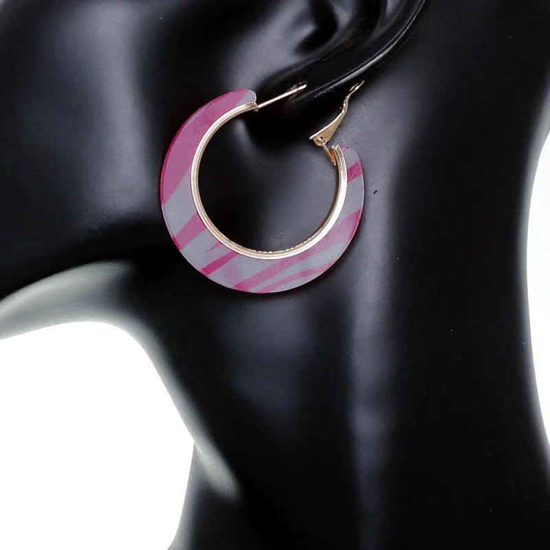 Pink Zebra Print Mini Hoop Earrings