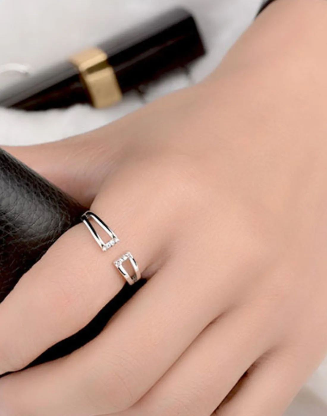 Platinum Plated Elegant Adjustable Ring