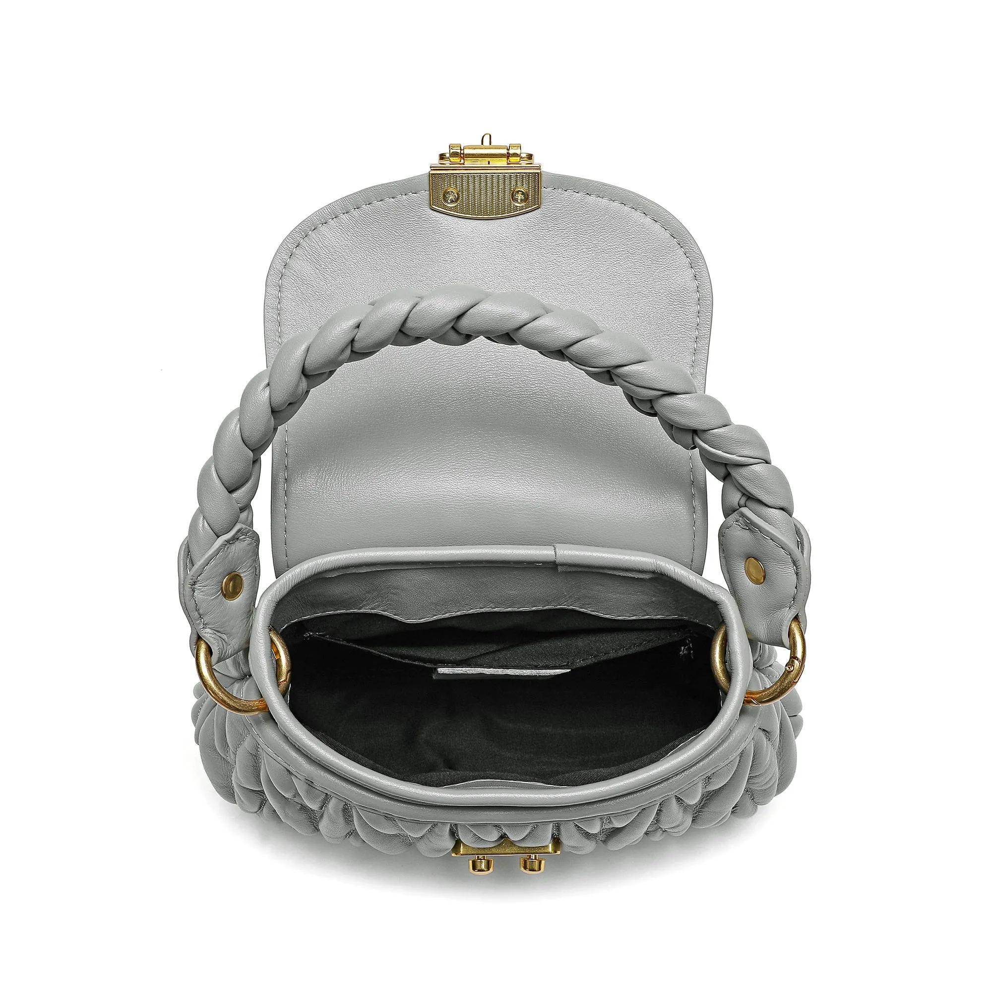 Pleated Sheepskin Leather Shoulder Bag