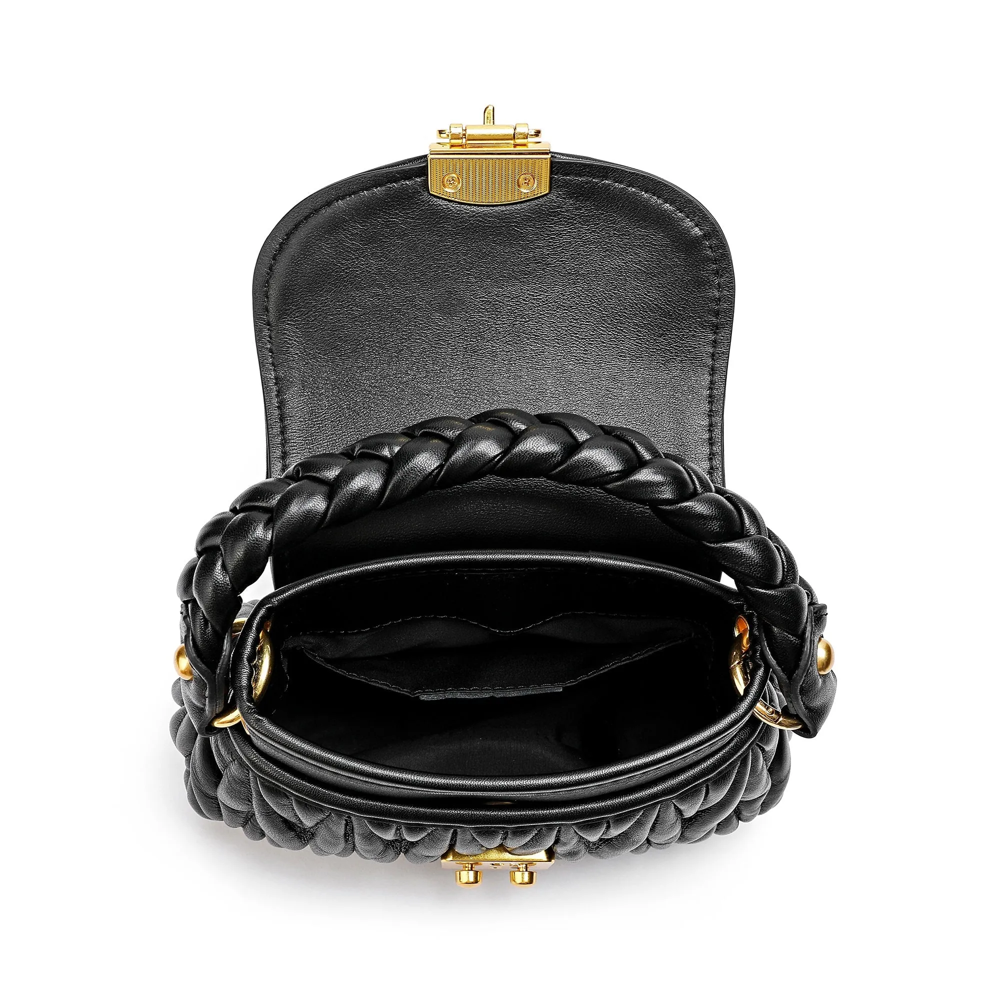 Pleated Sheepskin Leather Shoulder Bag