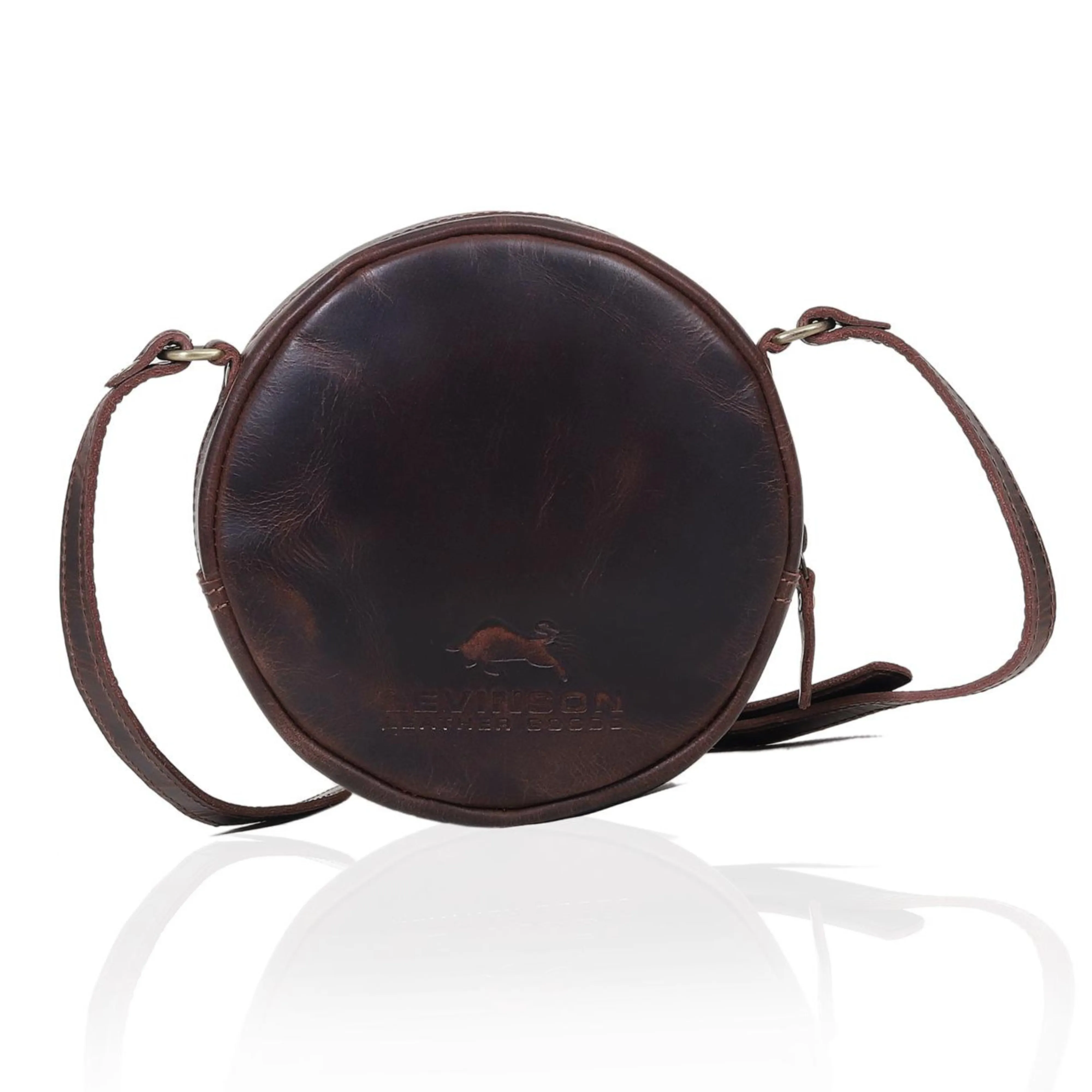 Poppy Round Circle Buffalo Leather Handbag