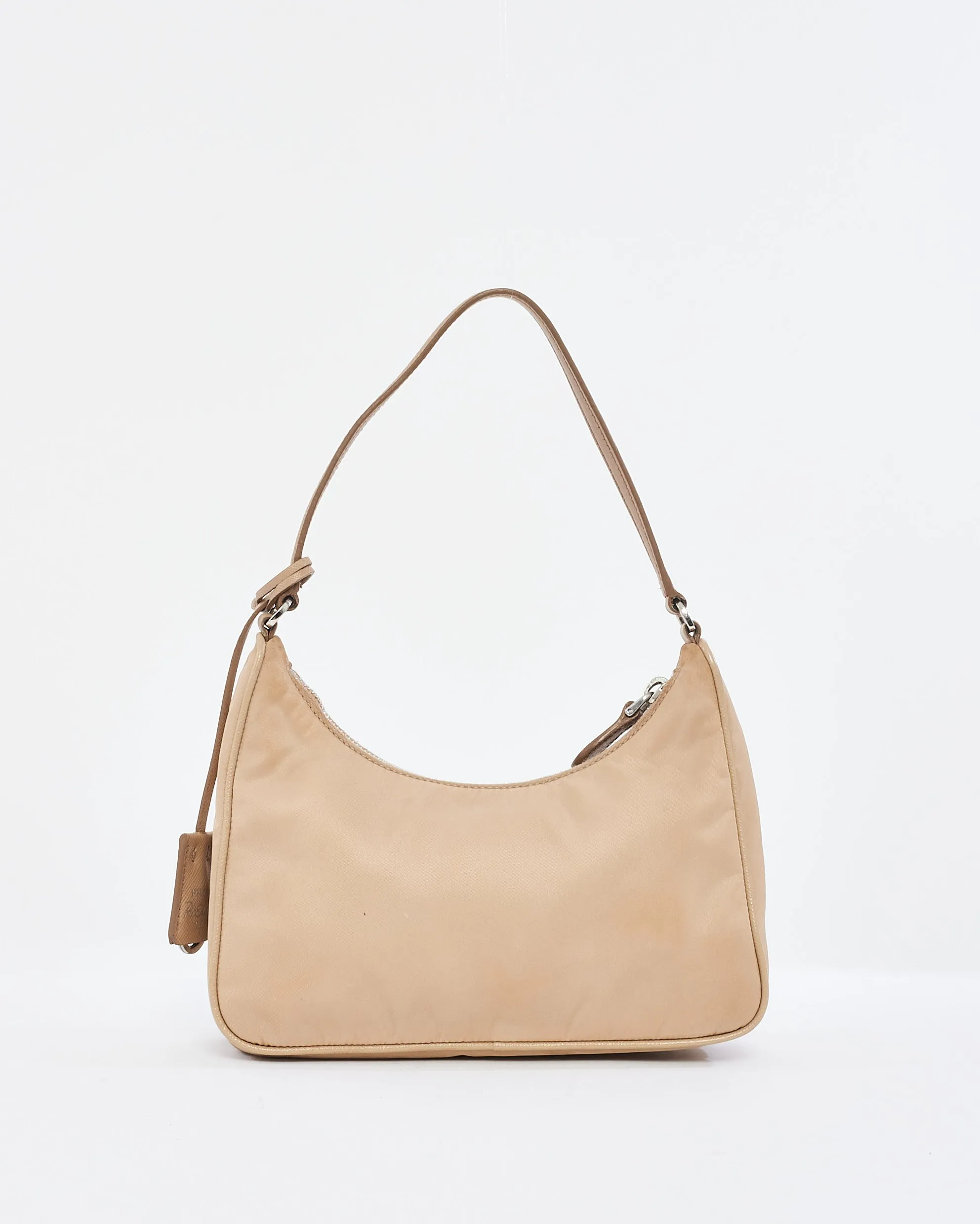 Prada Beige Nylon Re-edition 2000 Mini Hobo Shoulder Bag
