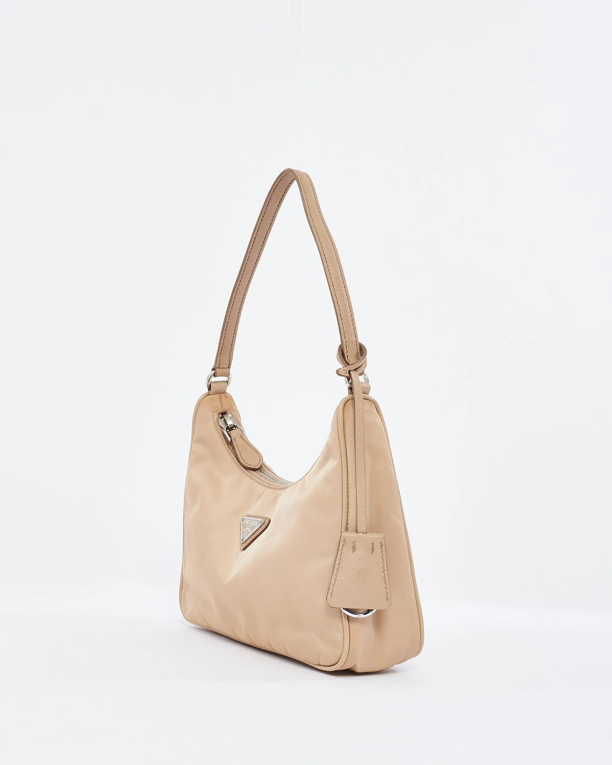 Prada Beige Nylon Re-edition 2000 Mini Hobo Shoulder Bag
