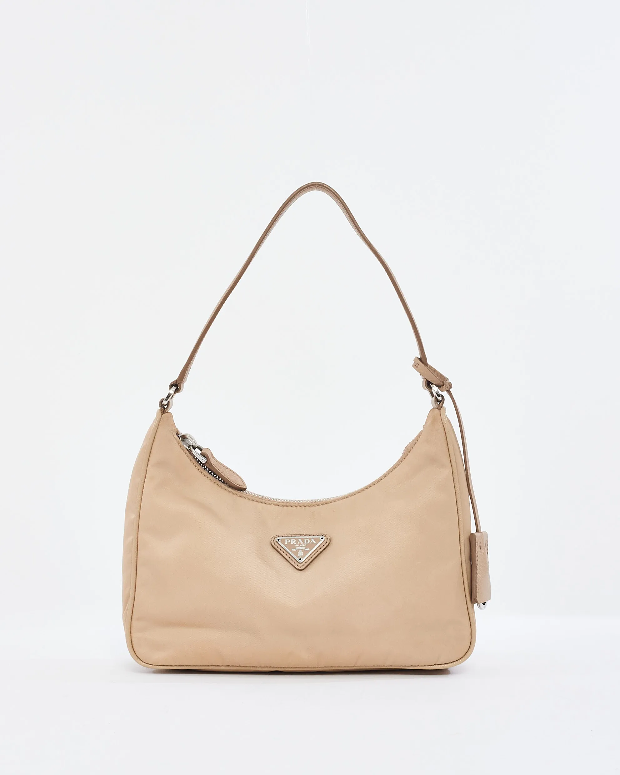 Prada Beige Nylon Re-edition 2000 Mini Hobo Shoulder Bag