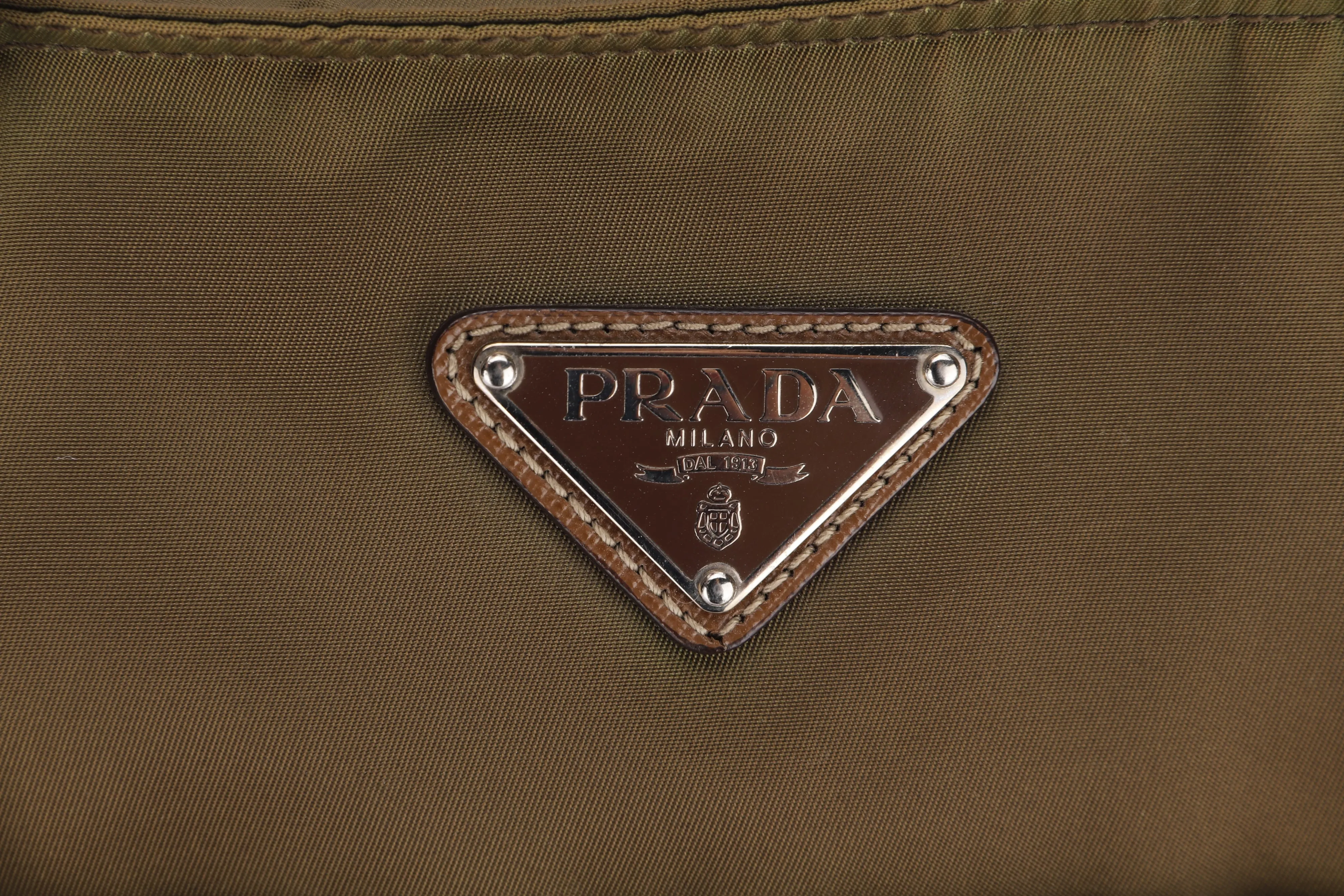 PRADA BR4338 BROWN NYLON TOTE BAG, WITH ZIPPER, CARD & DUST COVER