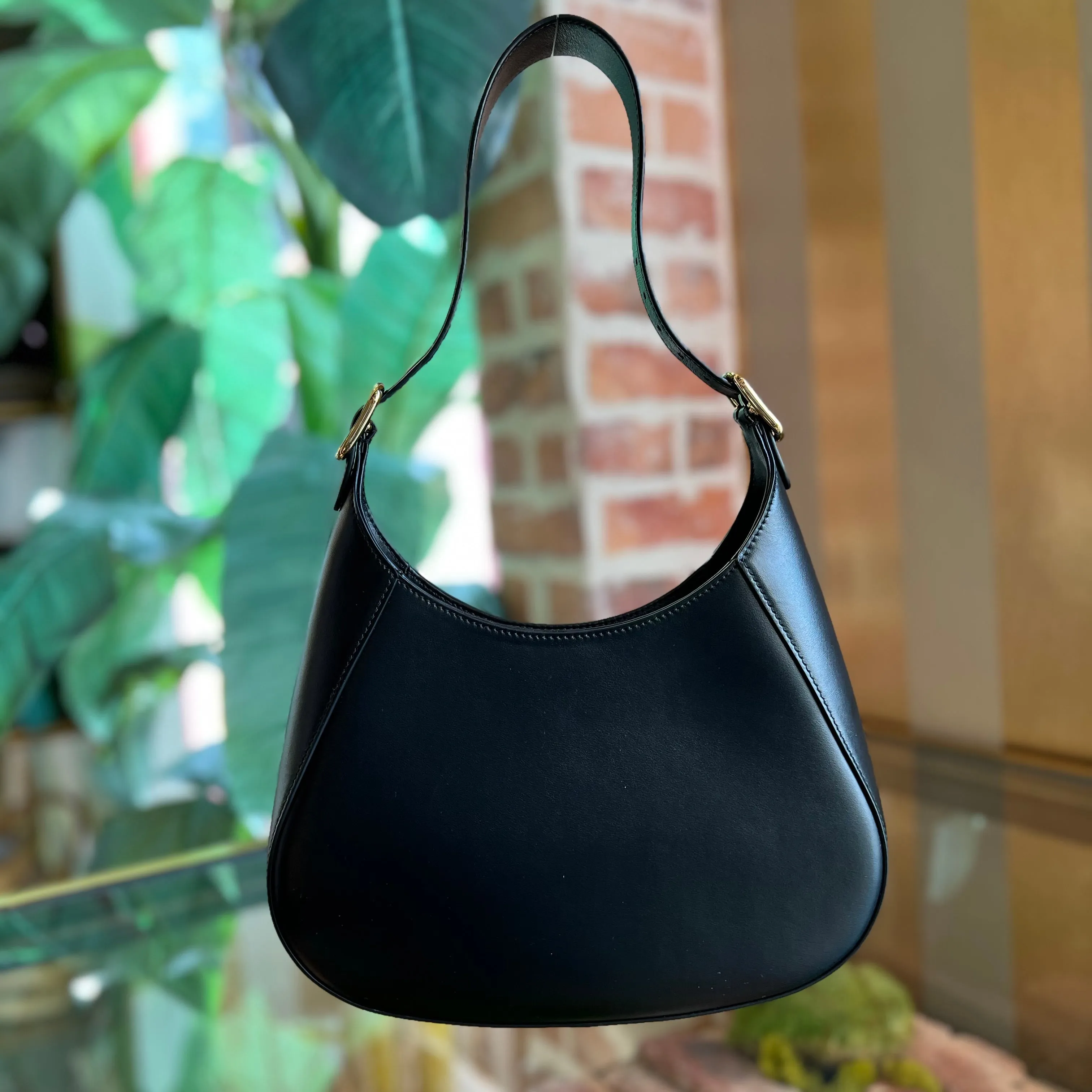 PRADA Cleo Black Leather Hobo Bag