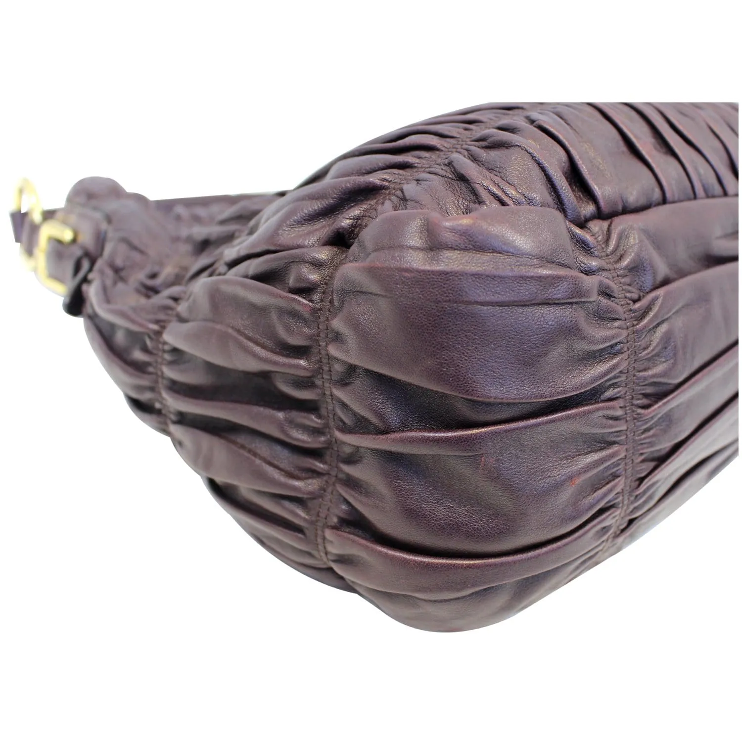 PRADA Gaufre Nappa Leather Hobo Bag Brown