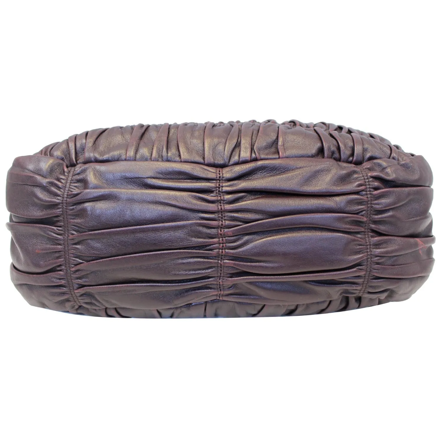 PRADA Gaufre Nappa Leather Hobo Bag Brown